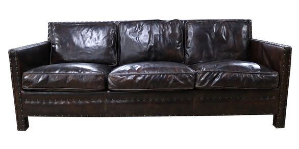 Portofino Vintage Distressed Leather Sofa Tobacco Brown