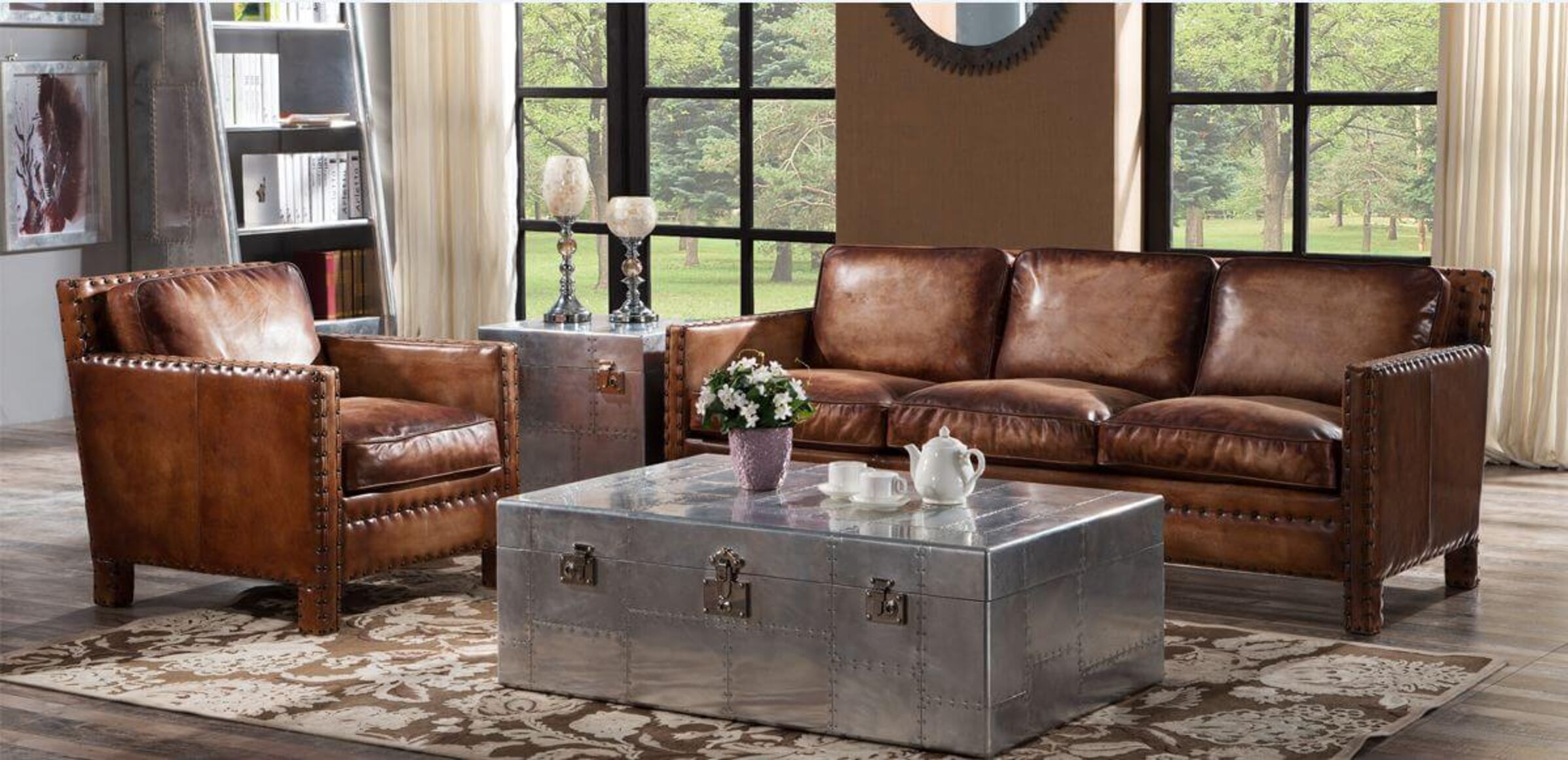 Portofino Luxury Vintage Distressed Leather Sofa Suite Vintage