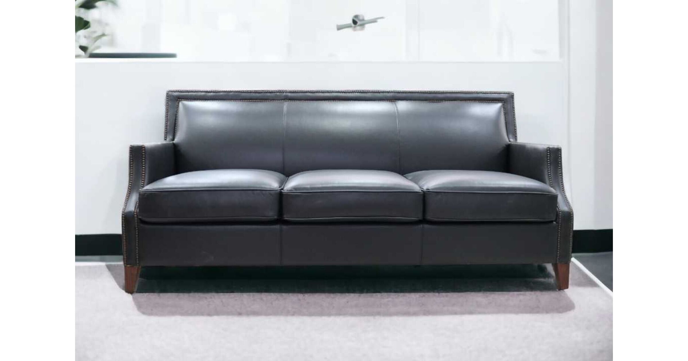 Portsmouth Black Leather 3 Seater Sofa A Statement Piece