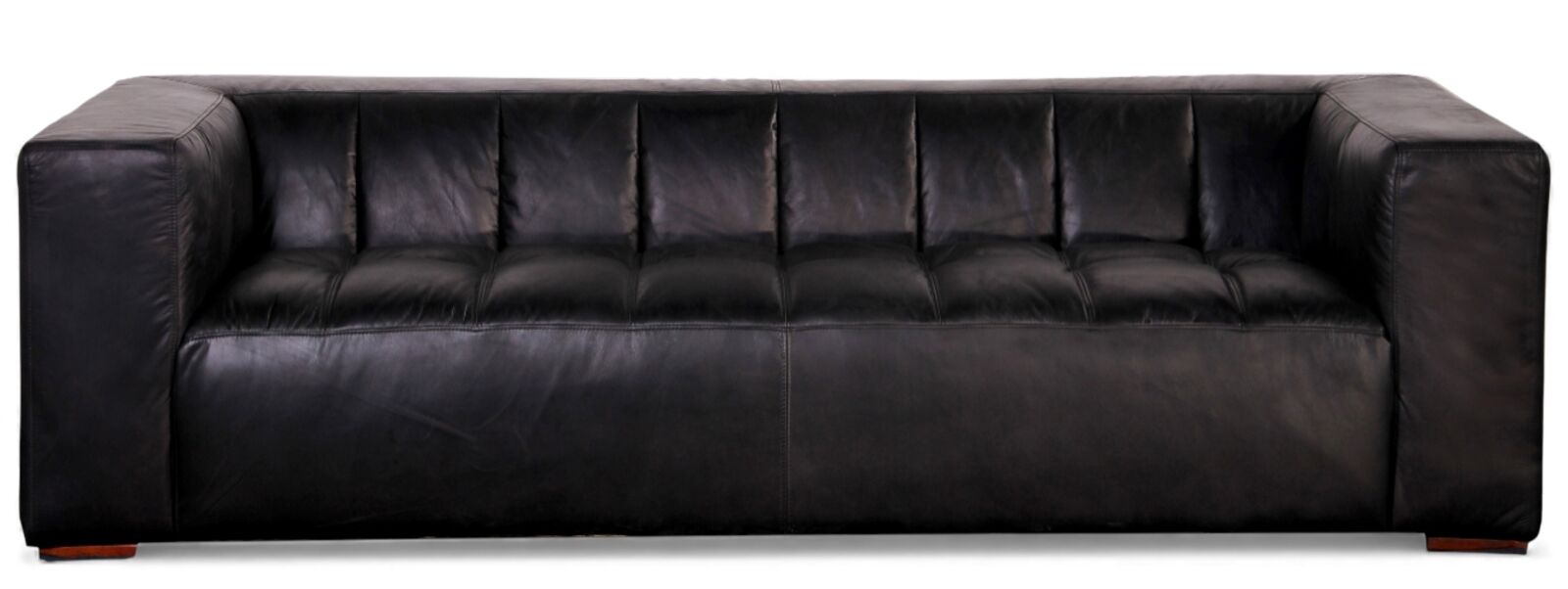 Premium Modern Black Leather Sofa Contemporary 3 Seater Design