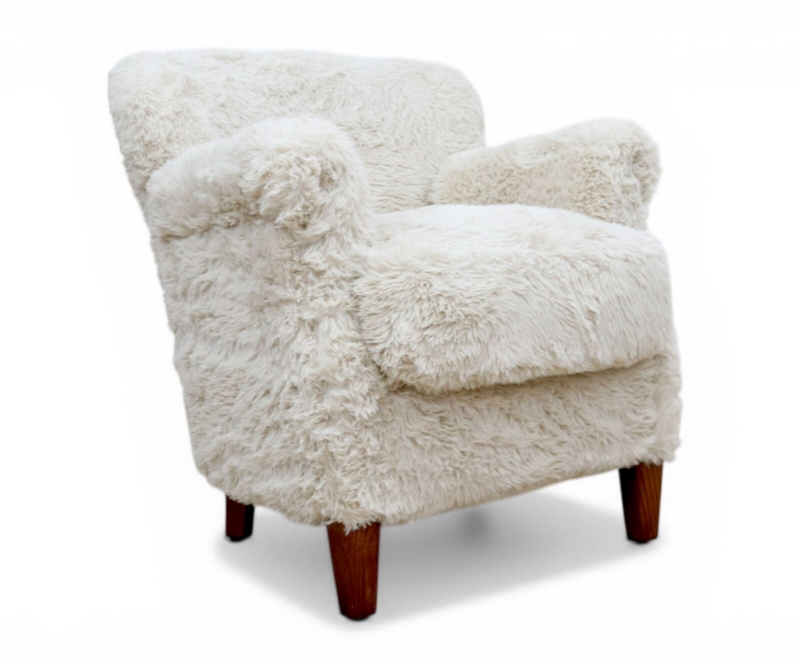 Professor Style Fur Club Chair Plush Cream Lounge Accent Chair