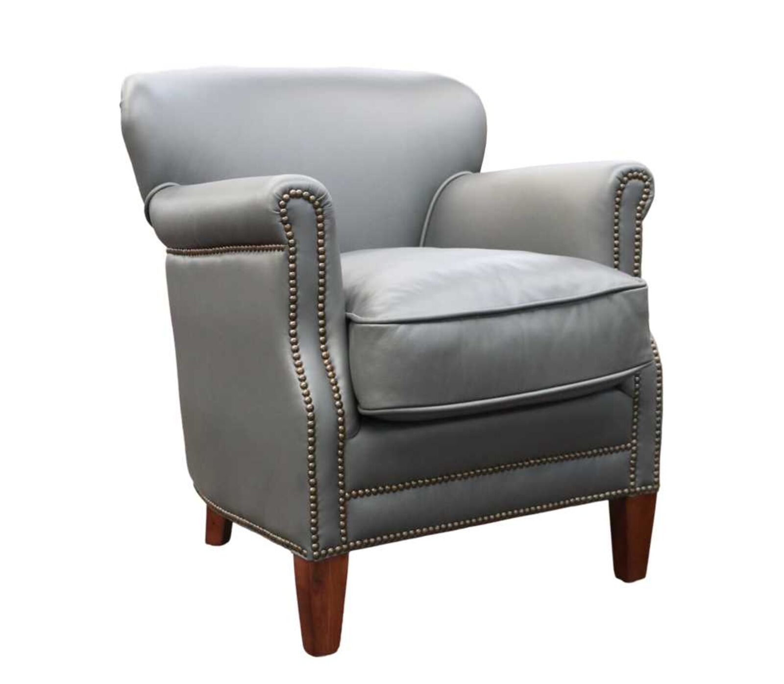 Product photograph of Professor Vintage Grey Real Leather Armchair from Designer Sofas 4U
