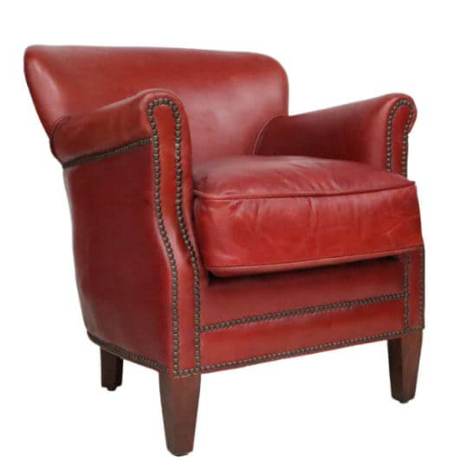 Product photograph of Professor Vintage Rouge Red Distressed Real Leather Armchair from Designer Sofas 4U