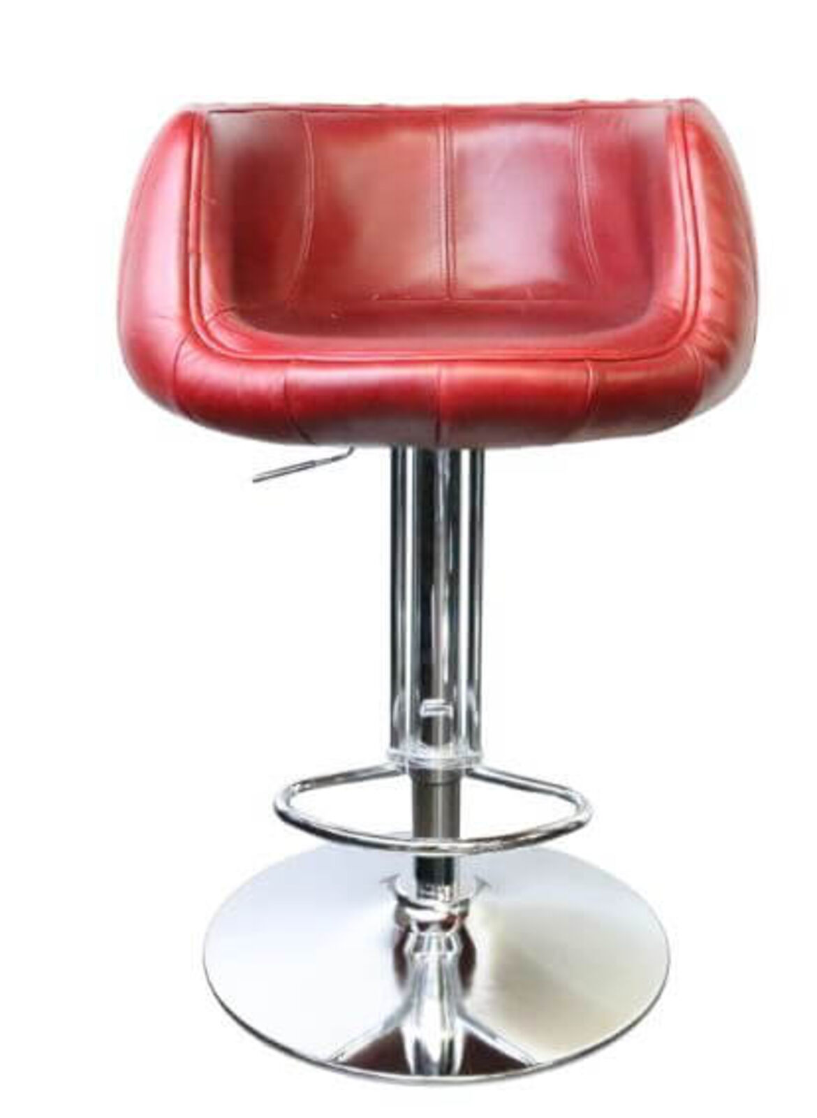 Product photograph of Vintage Rouge Red Distressed Leather Barstool from Designer Sofas 4U