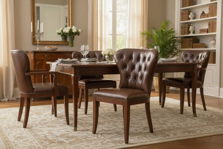 Richmond Chesterfield Vintage Brown Distressed Leather Dining Chair