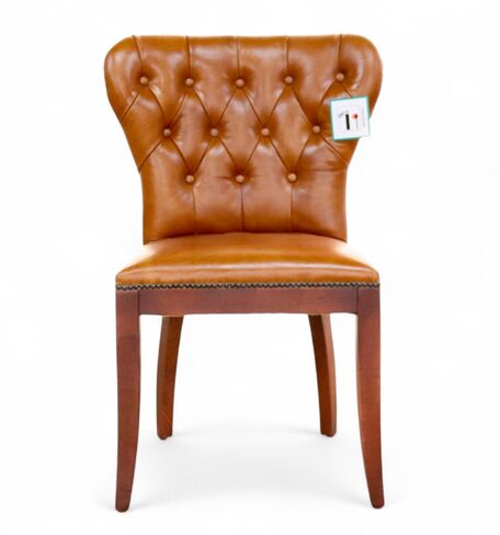 Richmond Chesterfield Vintage Tan Distressed Leather Dining Chair