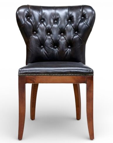 Richmond Chesterfield Vintage Tobacco Distressed Leather Dining Chair