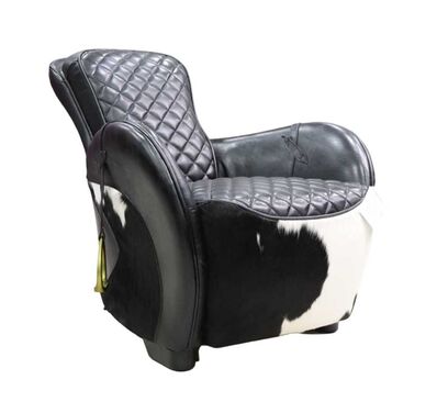 Rodeo Saddle Vintage Black Lounge Distressed Real Leather Chair