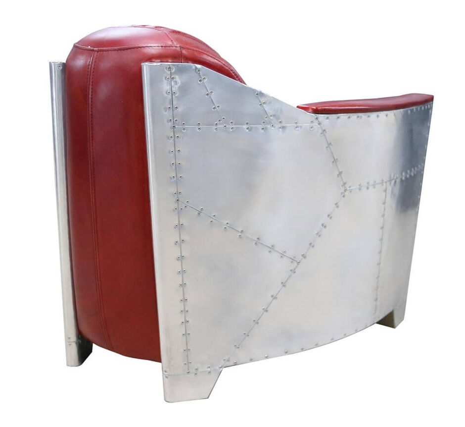 Rouge Red Aviator Vintage Rocket Tub Chair Distressed Leather