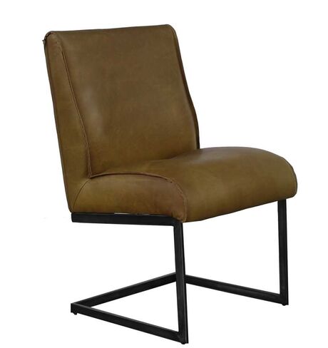 Rupert Vintage Olive Green Leather Dining Chair