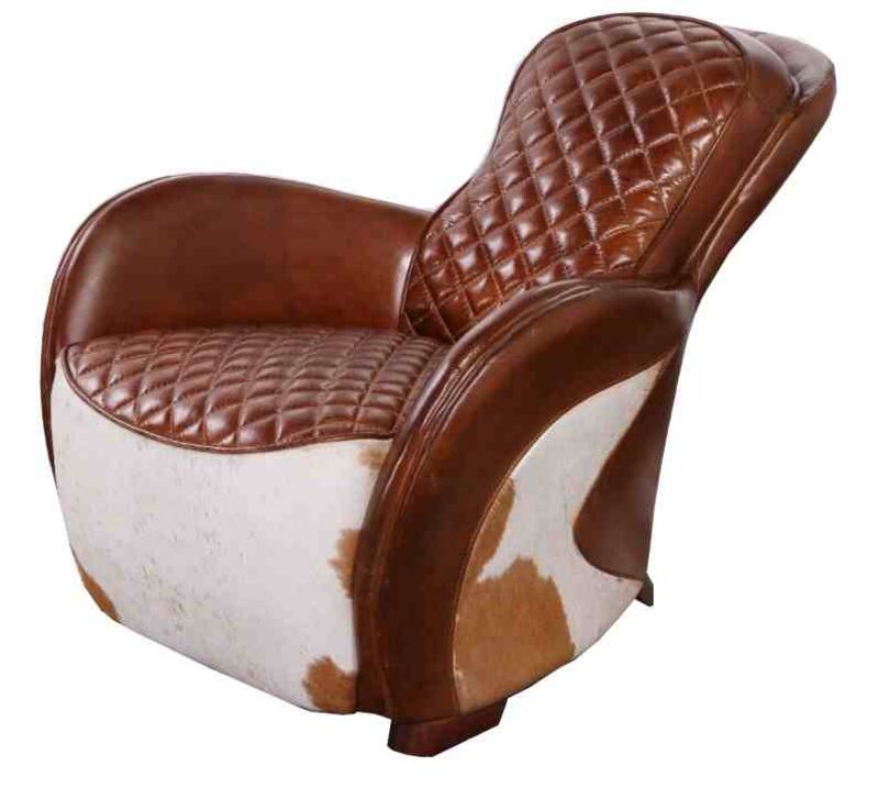 Product photograph of Saddle Vintage Cowhide Distressed Leather Chair from Designer Sofas 4U