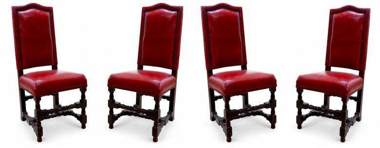 Set Of 4 Cheltenham Dining Chairs Vintage Red Leather