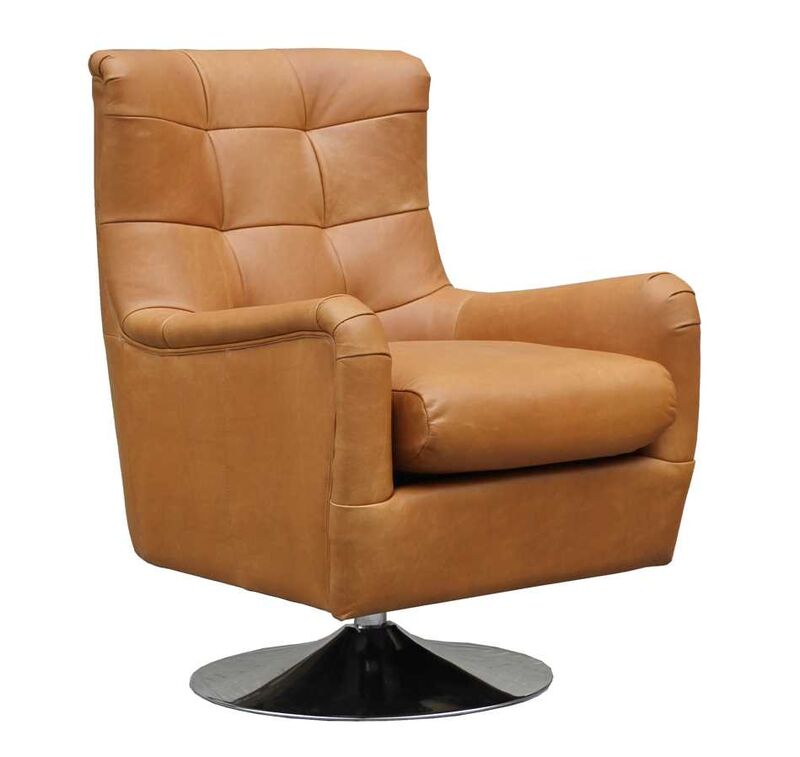 Product photograph of Sherman Swivel Vintage Caramel Tan Leather Armchair from Designer Sofas 4U