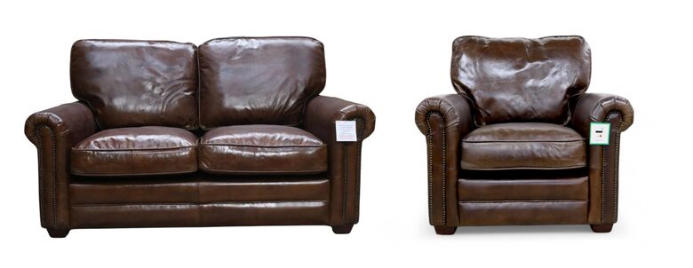 Sloane 2+1 Vintage Retro Distressed Leather Settee Sofa Suite