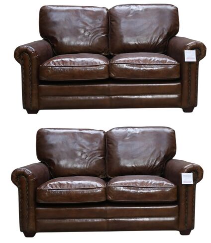 Sloane 2+2 Brown Vintage Retro Distressed Leather Sofa Suite