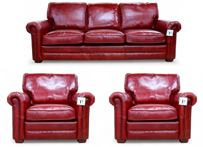 Sloane 3+1+1 Red Vintage Retro Distressed Leather Sofa Suite