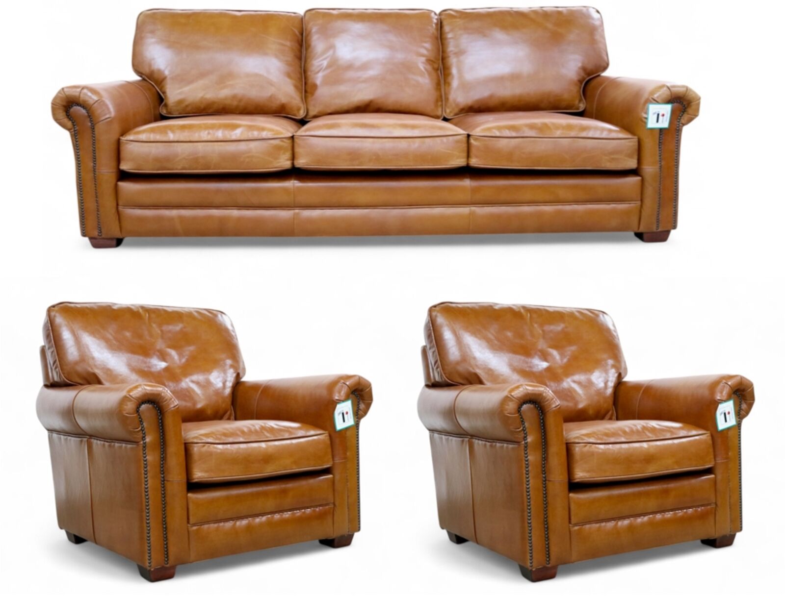 Sloane 3+1+1 Tan Vintage Retro Distressed Leather Sofa Suite