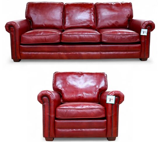 Sloane 3+1 Red Vintage Retro Distressed Leather Sofa Suite