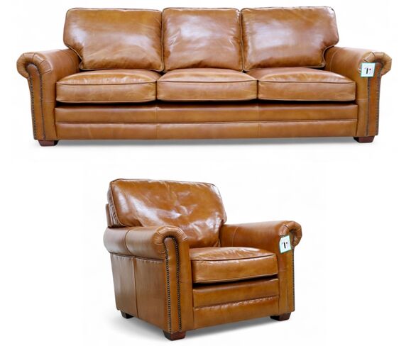 Sloane 3+1 Tan Vintage Retro Distressed Leather Sofa Suite