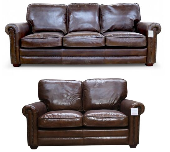 Sloane 3+2 Brown Vintage Retro Distressed Leather Sofa Suite