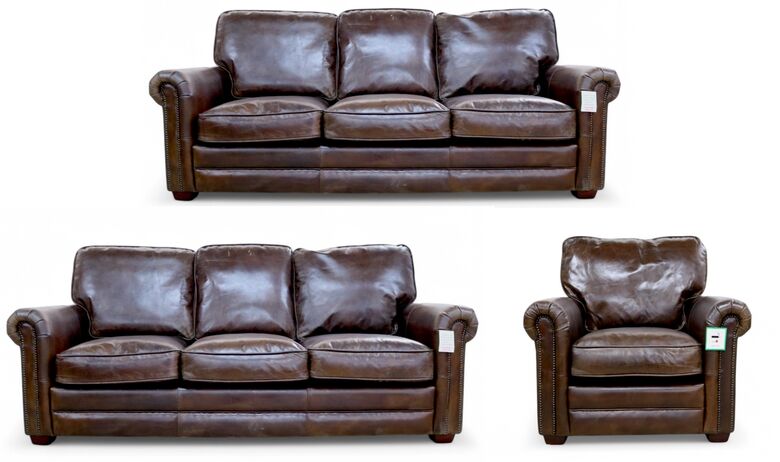 Sloane 3+3+1 Brown Vintage Retro Distressed Leather Sofa Suite