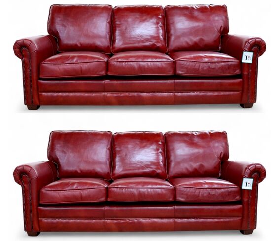 Sloane 3+3 Red Vintage Retro Distressed Leather Sofa Suite