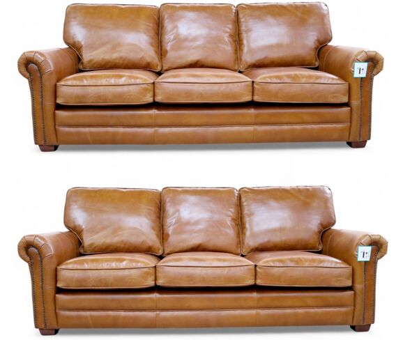 Sloane 3+3 Tan Vintage Retro Distressed Leather Sofa Suite