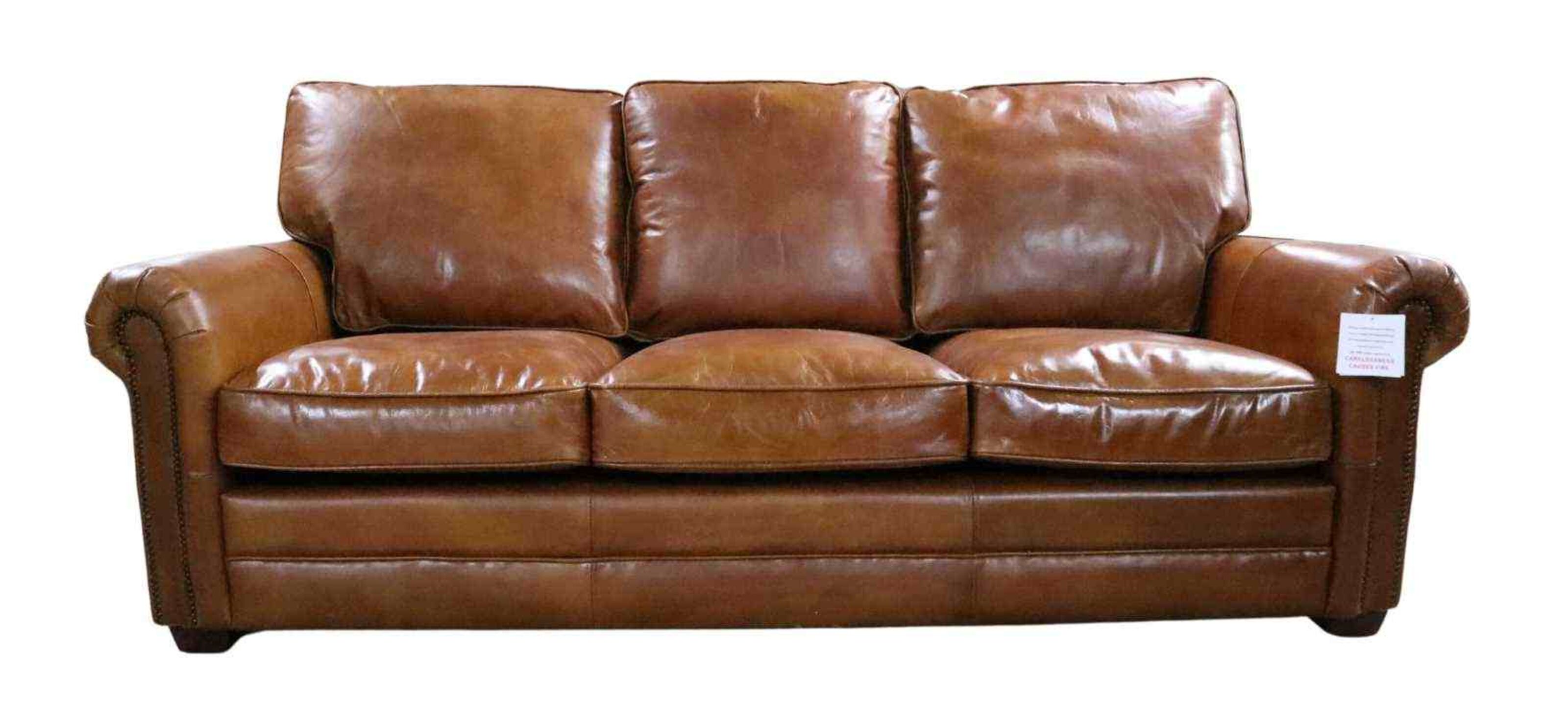 Sloane Tan Vintage Retro Distressed Leather 3 Seater Sofa Settee