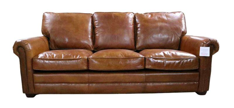 Product photograph of Sloane Tan Vintage Retro Distressed Leather 3 Seater Sofa Settee from Designer Sofas 4U
