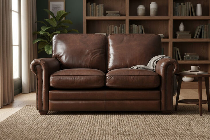 Sloane Brown Vintage Retro Distressed Leather 2 Seater Sofa Settee
