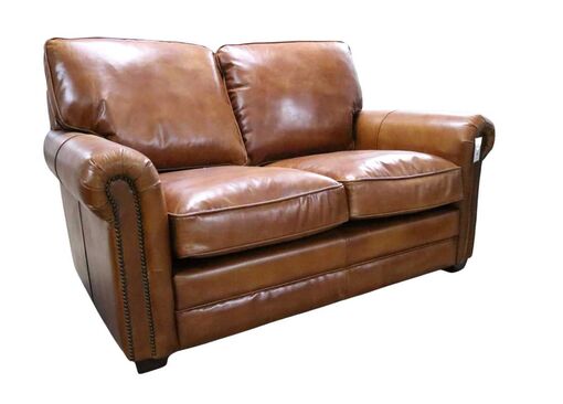 Sloane Tan Vintage Retro Distressed Leather 2 Seater Sofa Settee