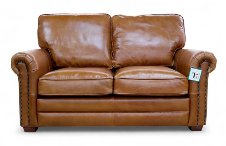 Sloane Tan Vintage Retro Distressed Leather 2 Seater Sofa Settee