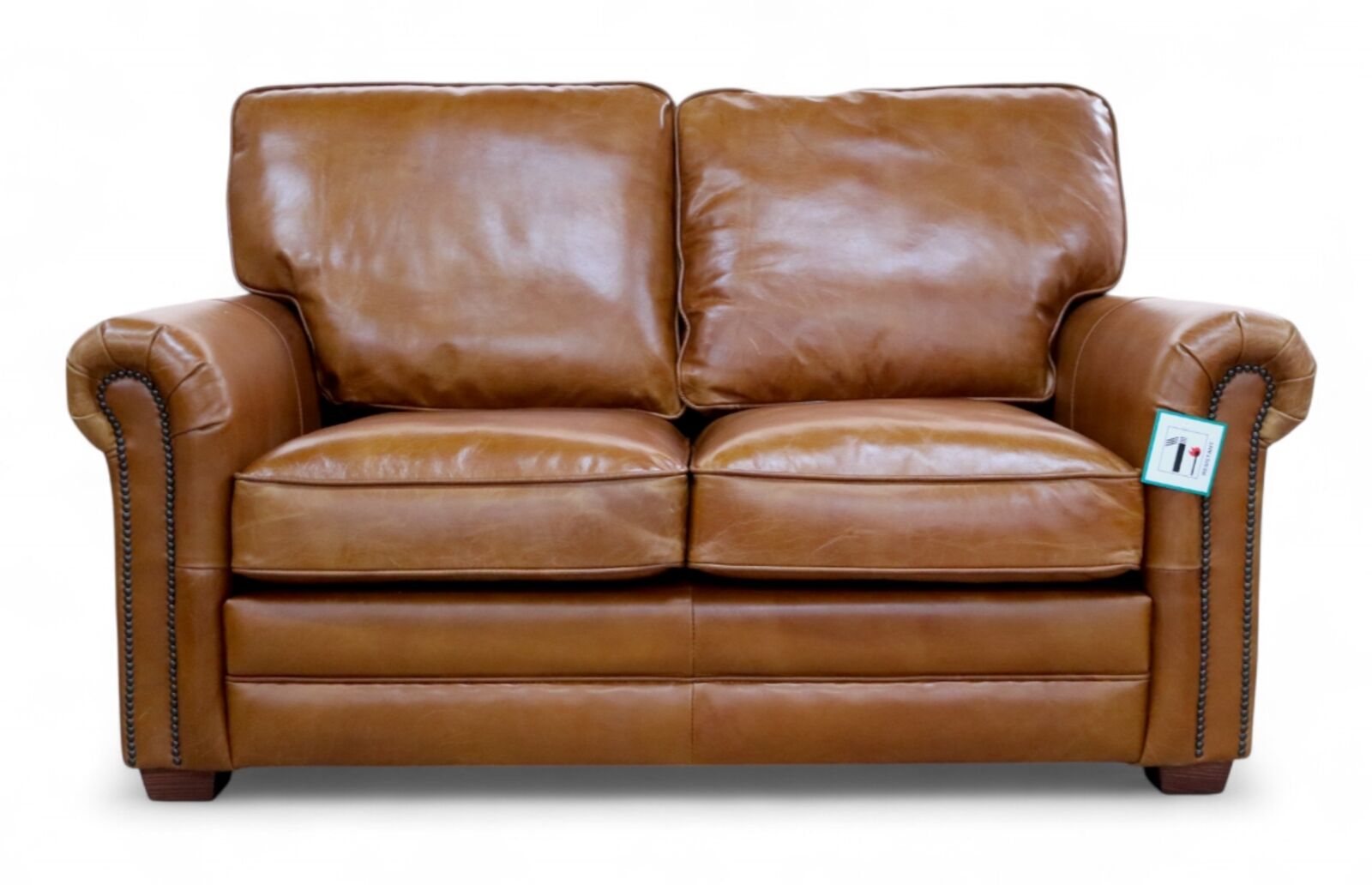 Sloane Tan Vintage Retro Distressed Leather 2 Seater Sofa Settee