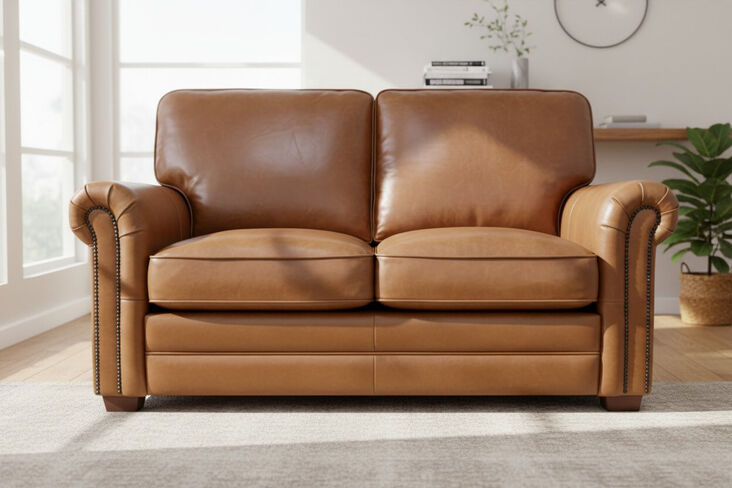 Sloane Tan Vintage Retro Distressed Leather 2 Seater Sofa Settee