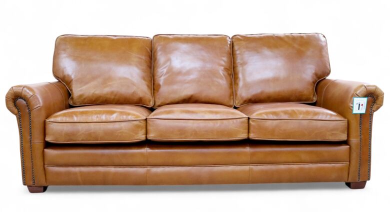 Sloane Tan Vintage Retro Distressed Leather 3 Seater Sofa Settee