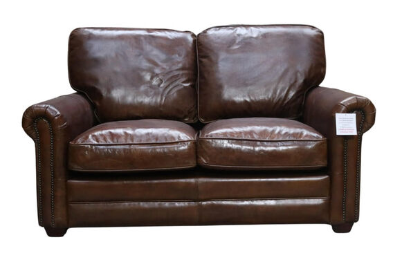 Sloane Vintage Retro Brown Distressed Leather 2 Seater Sofa Settee