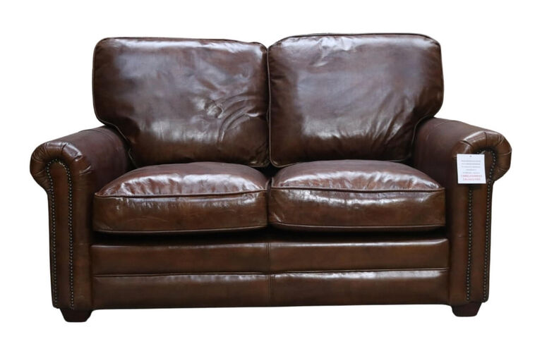 Sloane Brown Vintage Retro Distressed Leather 2 Seater Sofa Settee