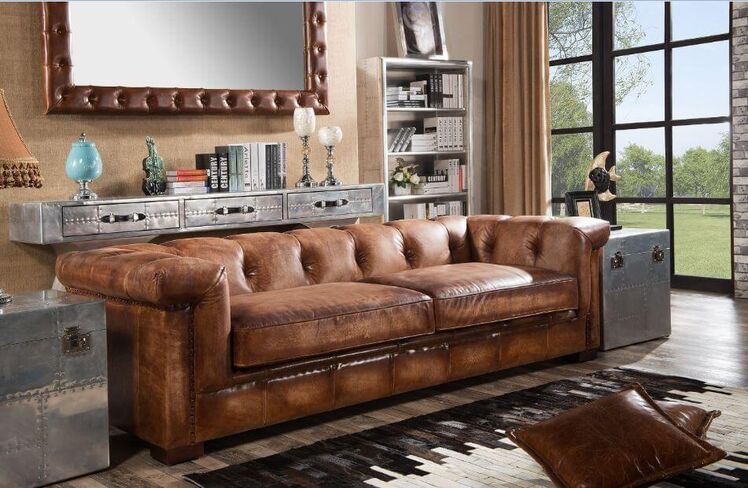 Somerset Chesterfield Vintage Retro Leather Settee Sofa