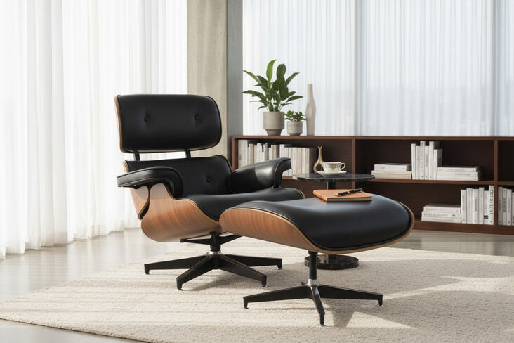 SPECIAL OFFER Classic Design Leather Lounge Chair With Foostool EX DISPLAY