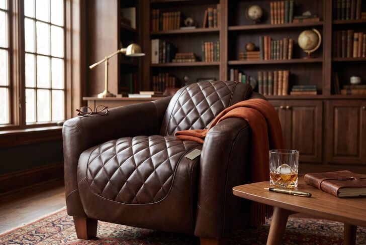 SPECIAL OFFER Quilted Vintage Brown Distressed Leather Tub Chair