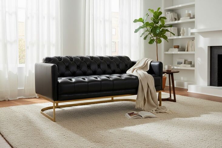 SPECIAL OFFER Salon Barber Chesterfield Buttoned 3 Seater Vintage Black Leather Sofa