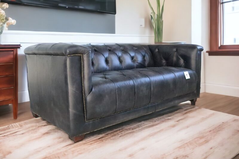 Product photograph of Spitfire Chesterfield 3 Seater Vintage Wash Black Distressed Amp Hellip from Designer Sofas 4U