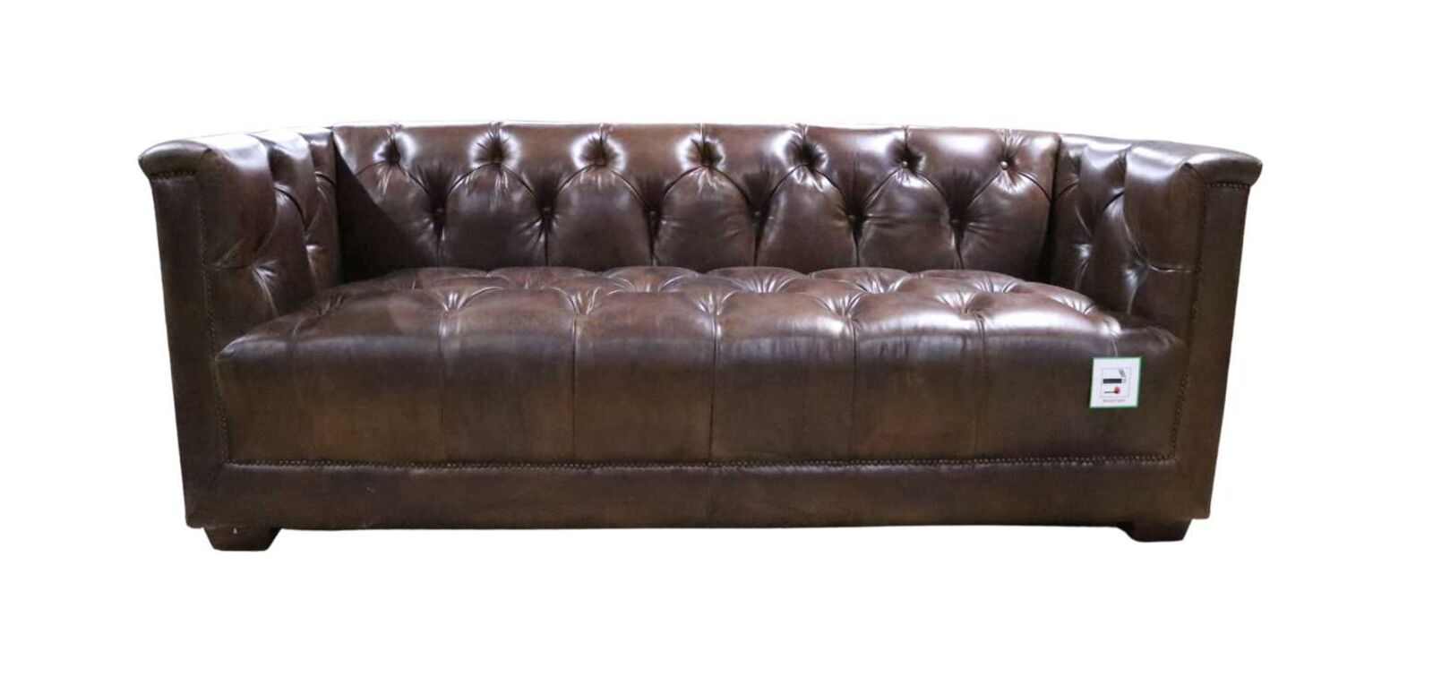 Product photograph of Spitfire Chesterfield 3 Seater Vintage Brown Distressed Leather Aluminium Sofa from Designer Sofas 4U