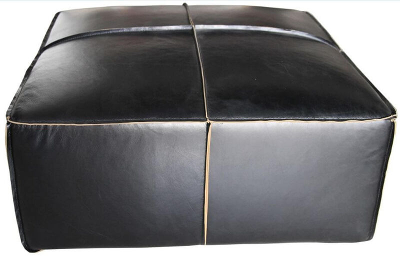 Product photograph of Square Large Shabby Vintage Leather Footstool Pouffe from Designer Sofas 4U