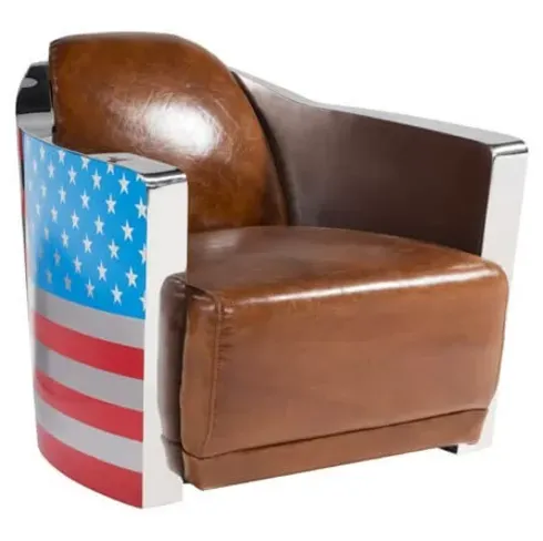 Stars And Stripes Aviator Retro Distressed Leather Armchair
