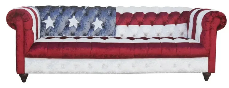 Stars And Stripes Chesterfield 3 Seater Velvet Sofa