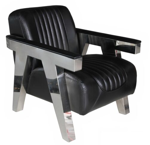 Steel Frame Vintage Leather Armchair