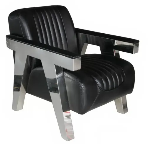 Steel Frame Vintage Leather Armchair