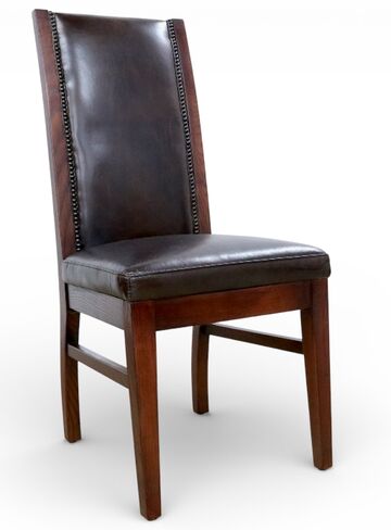 Studded Brown Leather Dining Chair
