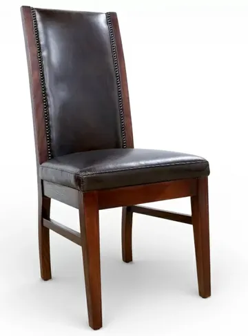 Studded Brown Leather Dining Chair